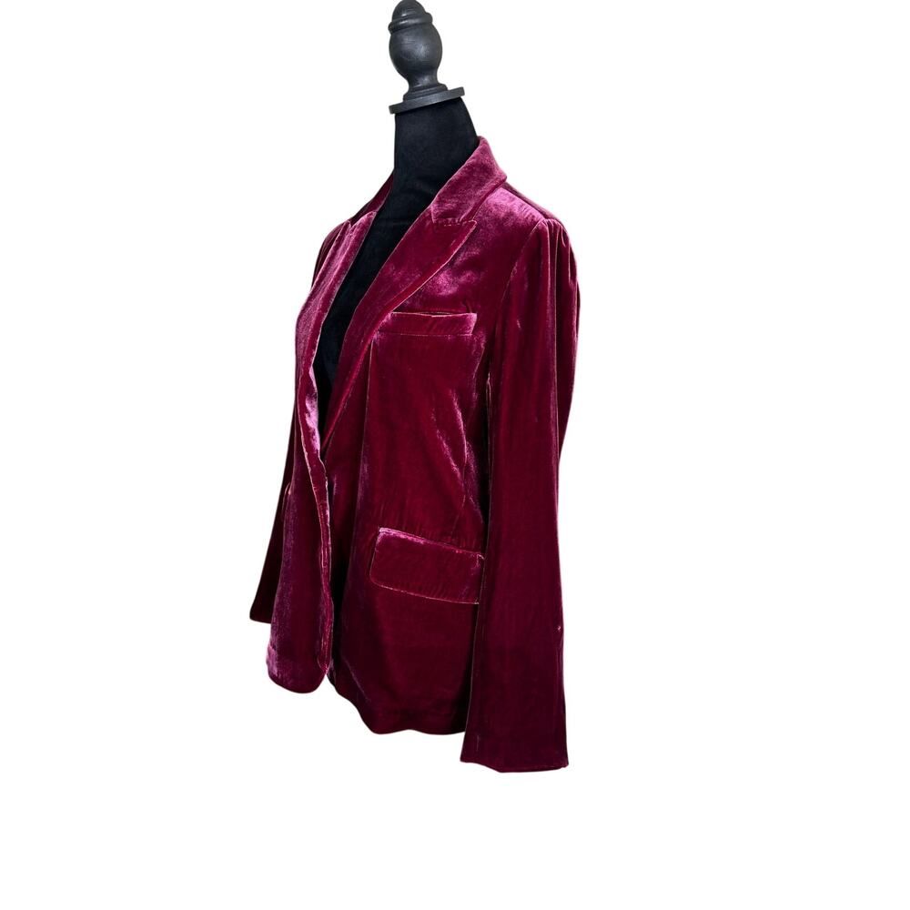 Sundance Velvet Blazer Womens 12P Burgundy Wine Boho Holiday Western Jacket - Picture 4 of 10